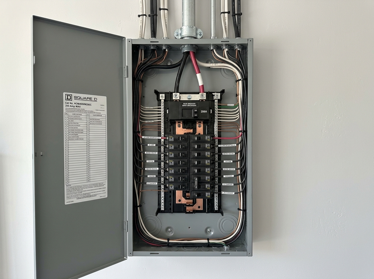 Upgraded 200 amp breaker electrical panel installation in Ajax home by Prime 1 Electric
